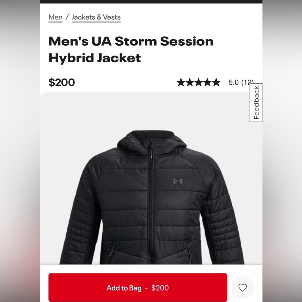 Under Armour - Active Hybrid Jacket - Men’s 2XL - Black
